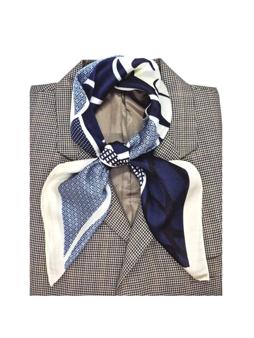⭐Silky Navy Blue Camellia Scarf Large Floral Print Chic Luxury Accessory hijab